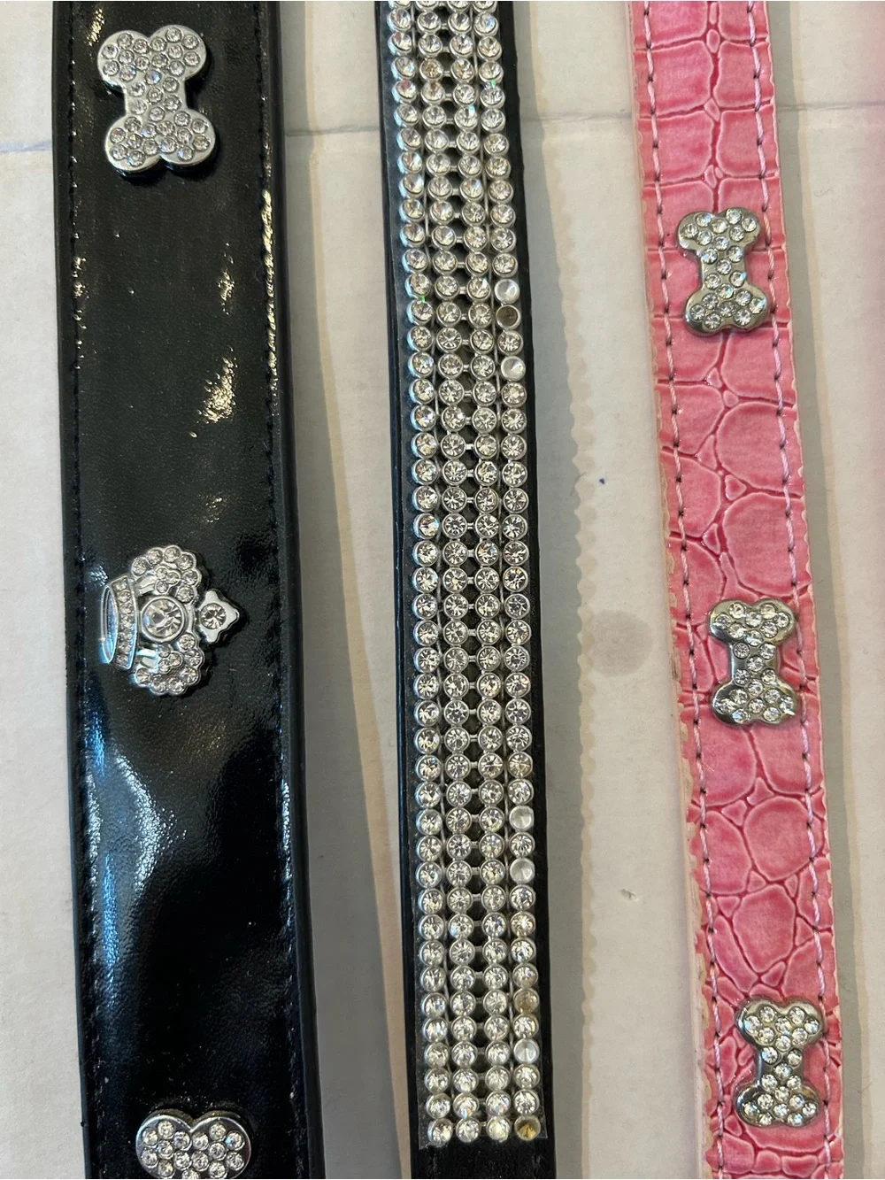 Rhinestone & Bone Accent Pet Collars Pink, Red, Aqua, Black